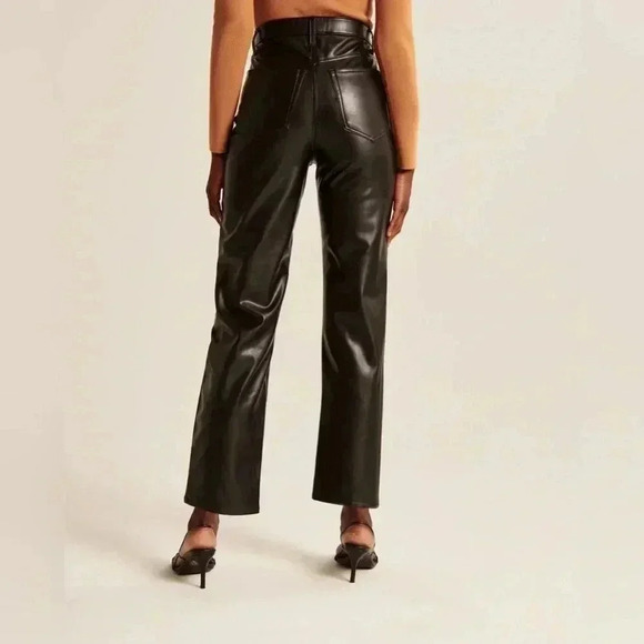 Abercrombie & Fitch Vegan Leather Ankle Straight Pant Size 4 Short - Picture 2 of 10